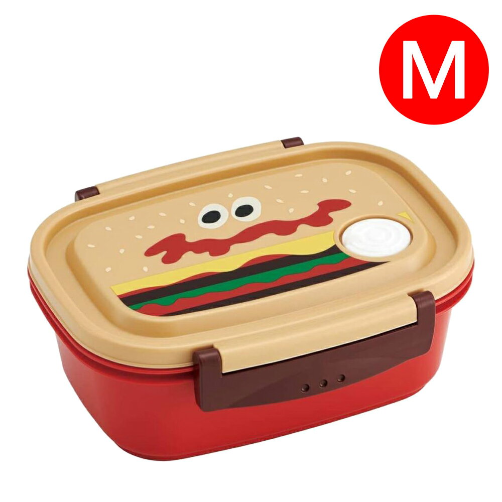 【日本正版】BURGER CONX 單層便當盒 (M) 日本製 550ml 分隔便當盒 可微波飯盒 漢堡 Skater - 509896
