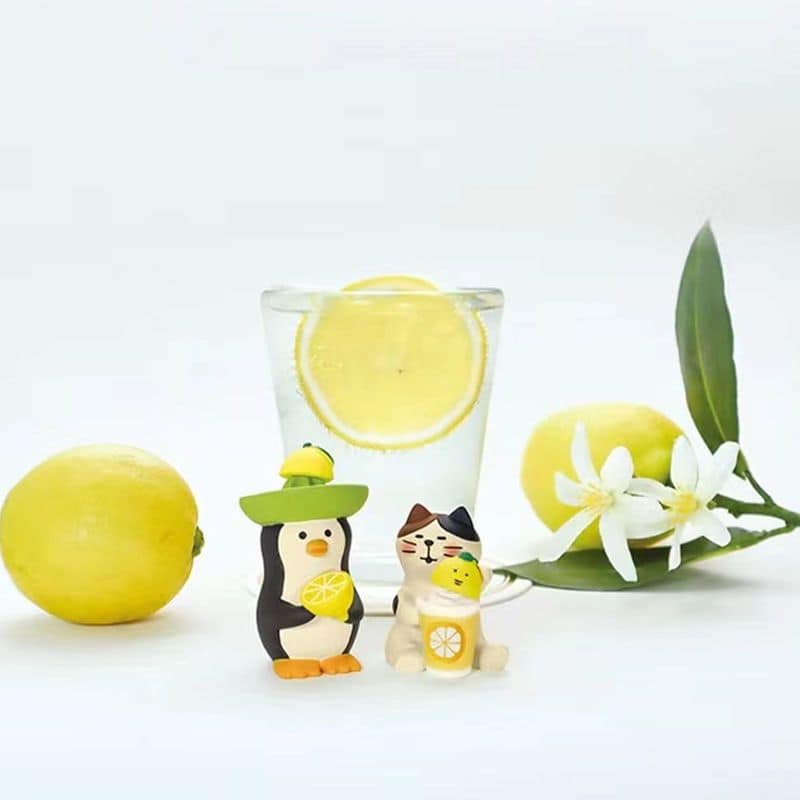 日式夏日檸檬水果貓 治癒系可愛日式小擺件桌面裝飾品 5