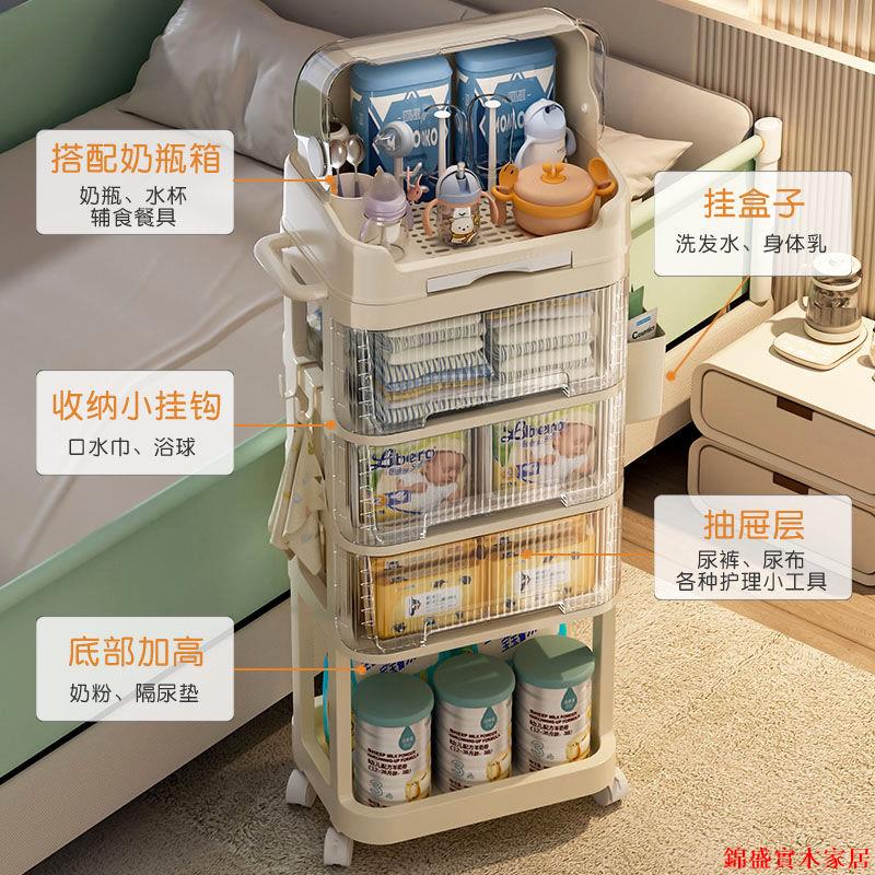 公司貨 免運 收納盒 美甲收納櫃 儲物盒 置物架 小推車置物架落地客廳零食櫃化妝品ins風收納櫃寶寶用品收納櫃子
