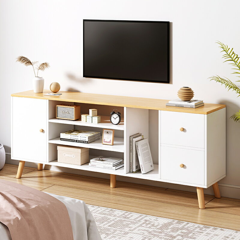 電視柜簡約現代家用小戶型客廳新中式茶幾組合實木腿臥室電視機柜