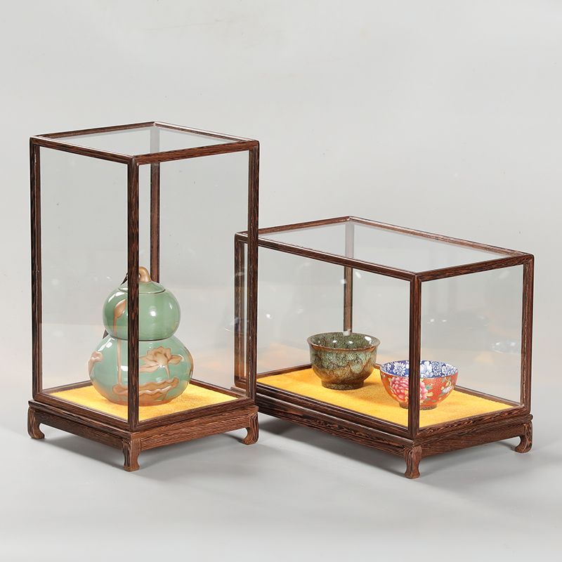 展示架 玻璃架 玻璃罩 紅木玻璃罩擺件花瓶古董佛像文玩工藝品展示盒防塵罩實木寶籠定製免運 全館八折 特惠/開立發票 特價出 zl1211