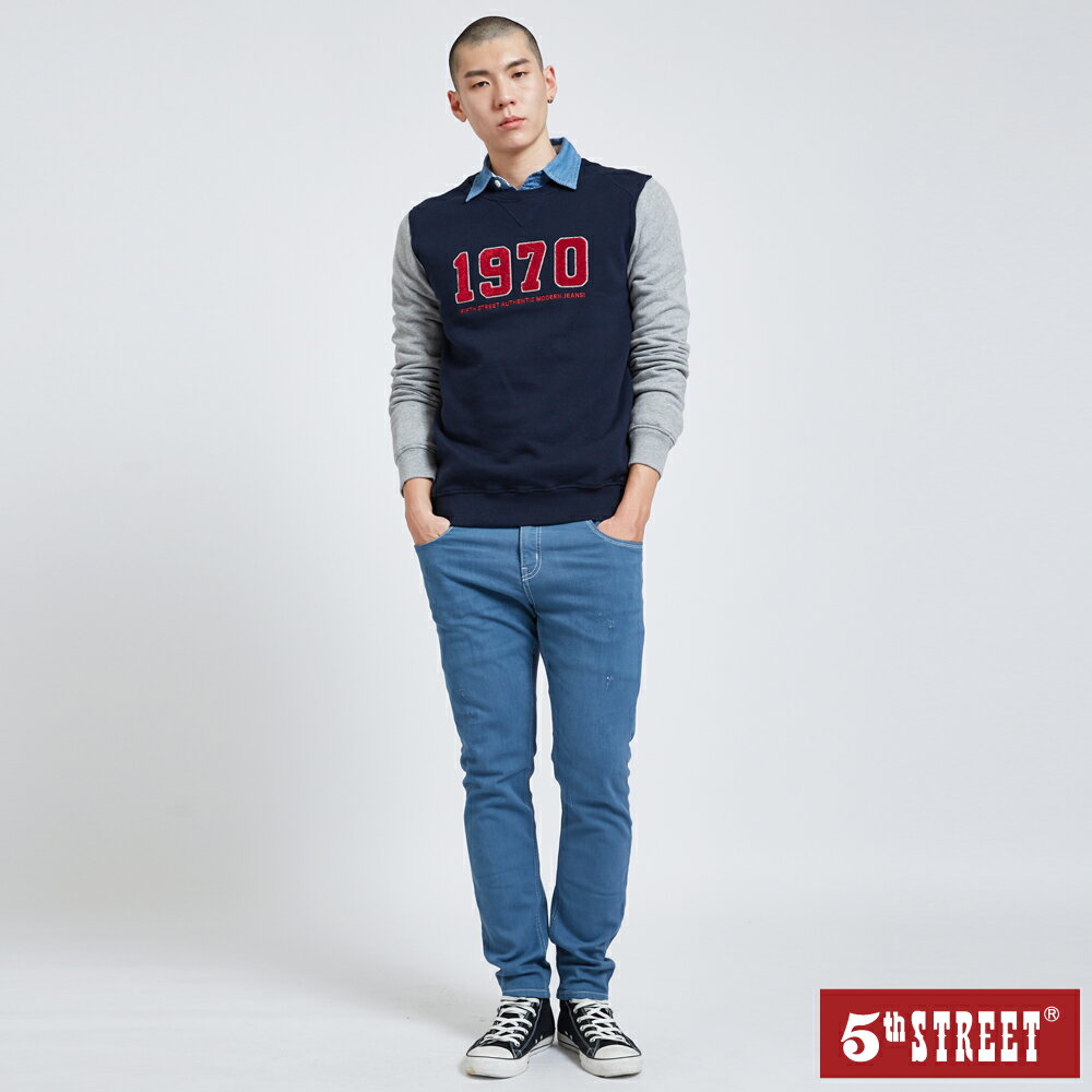 男牛仔復古藍修身褲-丈青【5th STREET】【APP下單享4%點數】★女王節限定 2