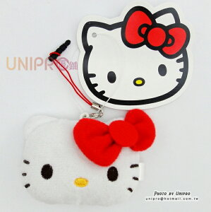 【UNIPRO】Hello Kitty 凱蒂貓 3.5mm 手機 平板 絨毛頭型防塵塞 吊飾 日貨KT 正版授權