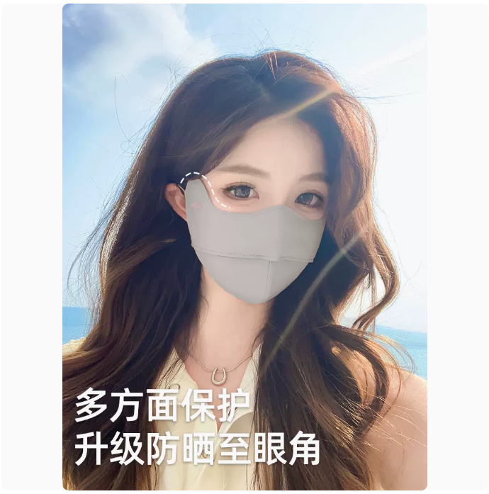 防曬口罩女高顏值夏季2024新款防紫外線面罩全臉冰絲透氣護眼角薄