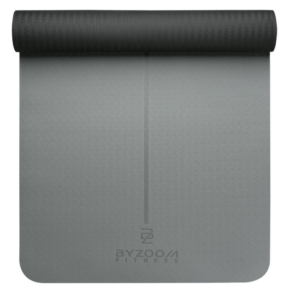 Byzoom Fitness TPE 止滑輕巧瑜珈墊 4mm (灰 粉色 紫可選)