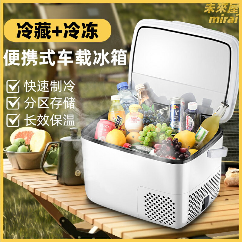 【車家兩用】車載冰箱 貨車冰箱 小型冰箱 戶外冰箱 便攜冰箱 12V/24V/220V通用 冷凍冷藏雙溫區 迷你靜音 露營自駕必備
