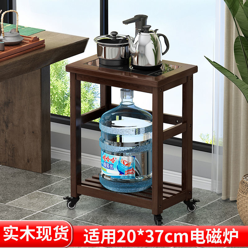 實木茶水櫃茶車移動小茶幾帶輪客廳茶室燒水壺水桶架沙發茶桌邊櫃