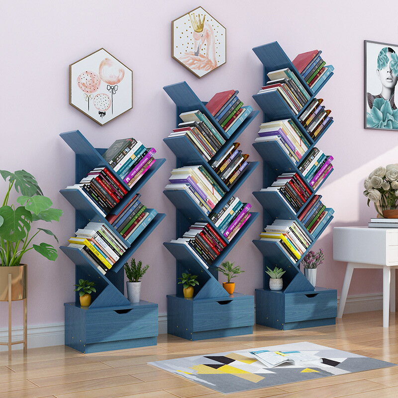 APP下單享點數9% 簡易書架置物架落地簡約學生創意樹形客廳家用經濟型收納小型書柜