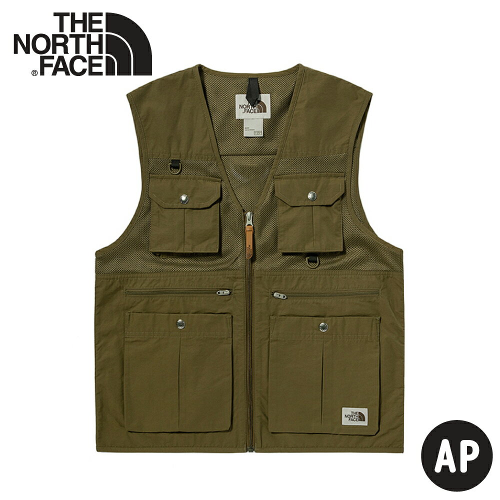 【The North Face 男 多口袋排汗透氣背心《軍事風橄欖》】4UBV/休閒背心/輕薄耐磨/釣魚登山