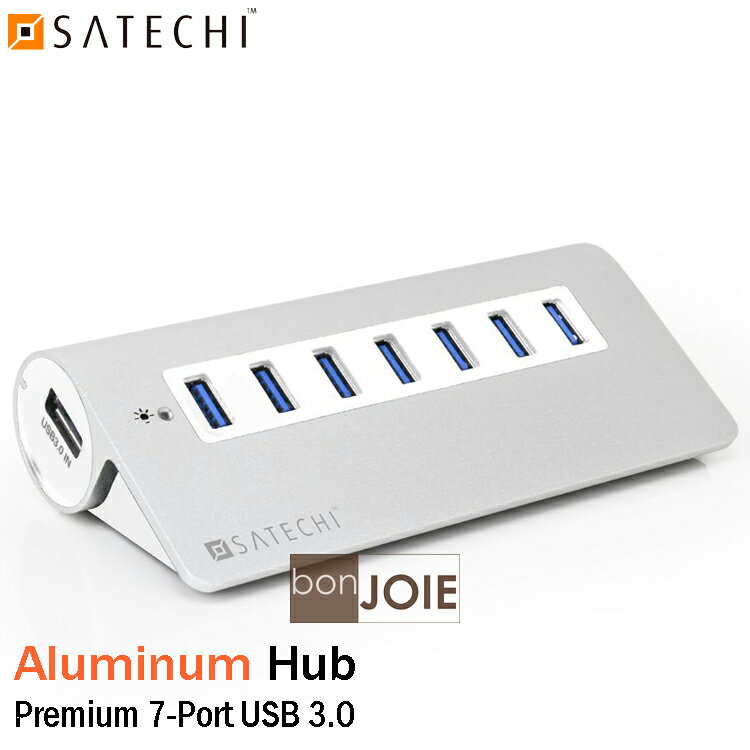 <br/><br/>  ::bonJOIE:: 美國進口 Satechi Premium 7 Port Aluminum USB 3.0 Hub 鋁合金材質 七孔 集線器 (銀白款) (全新盒裝) 7-Port<br/><br/>
