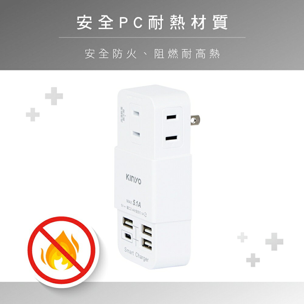 【KINYO】2P三插4USB分接器 (GIU) 8