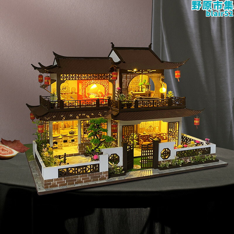 【全館免運】美代diy小屋古風房子手工拼裝大型別墅建築木質玩具模型生日禮物