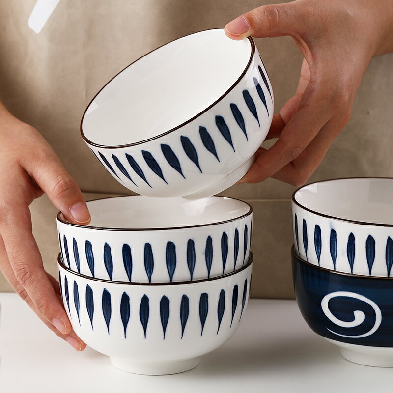 網紅日式碗家用陶瓷飯碗套裝創意加厚和風餐具大小碗面湯碗組合
