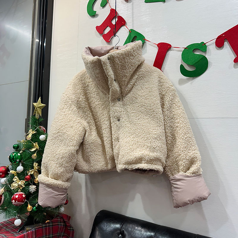 ANNAS 正韓兩面穿羊羔毛外套 大翻領短版羽絨外套 加厚保暖 泰迪熊外套 高領大衣 毛毛外套 韓國熱賣特價 8