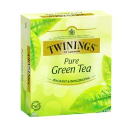 【TWININGS 唐寧茶包】辦公室必備 下午茶首選花草茶系列 - 清香綠茶茶包 100入/盒