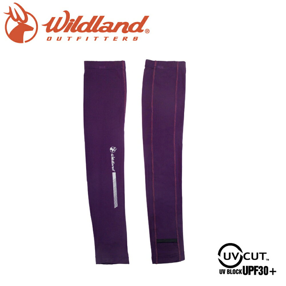 【Wildland 荒野 中性印花開洞抗UV透氣袖套《紫》】W1810/春夏款/抗UV/防曬袖套
