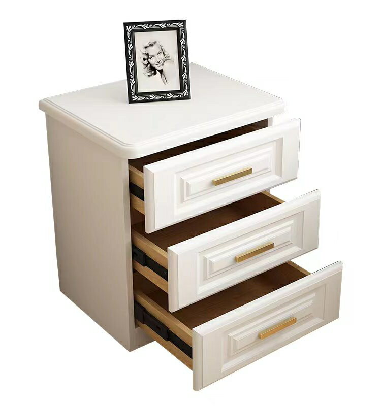 輕奢實木床頭柜簡約現代白色北歐臥室床邊小柜子多功能收納柜整裝