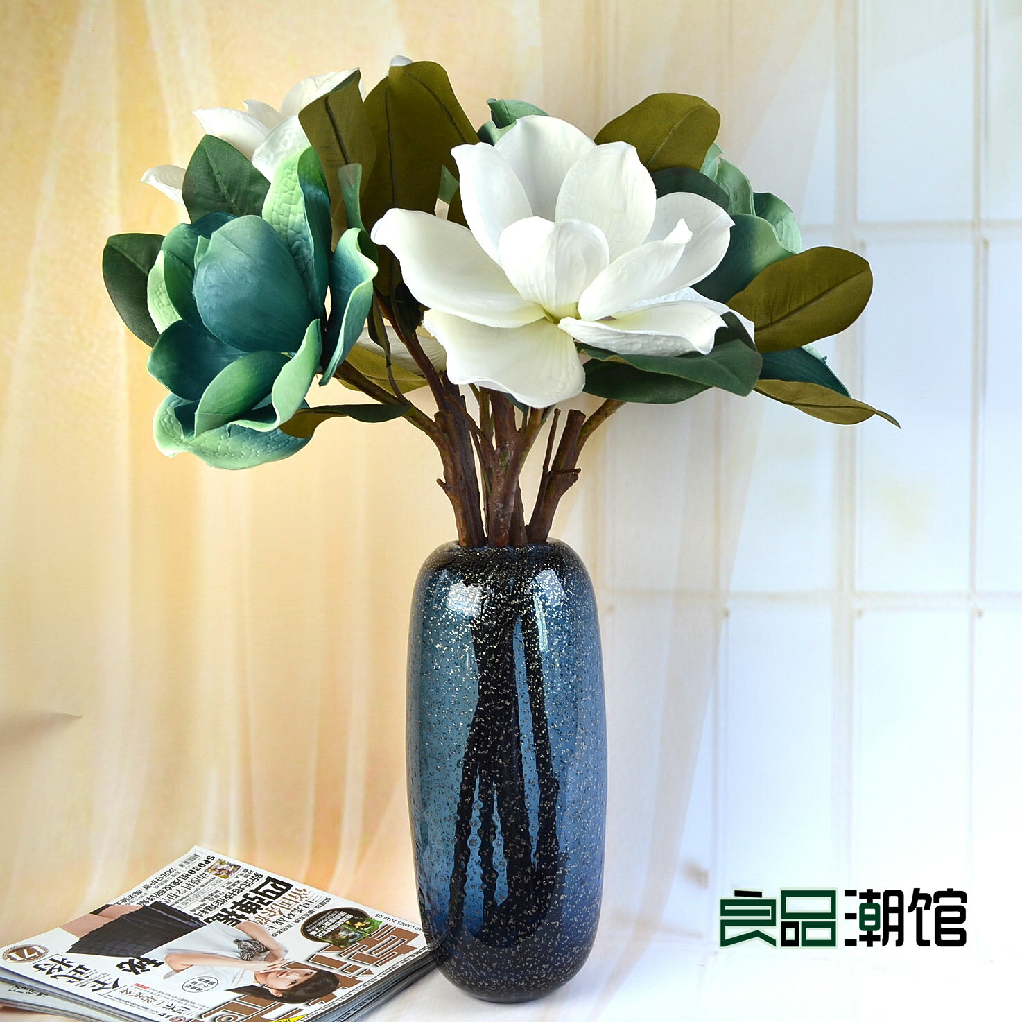 仿真花玉蘭大朵絹花假花裝飾花乾花擺件設單枝花插花客廳餐桌落地