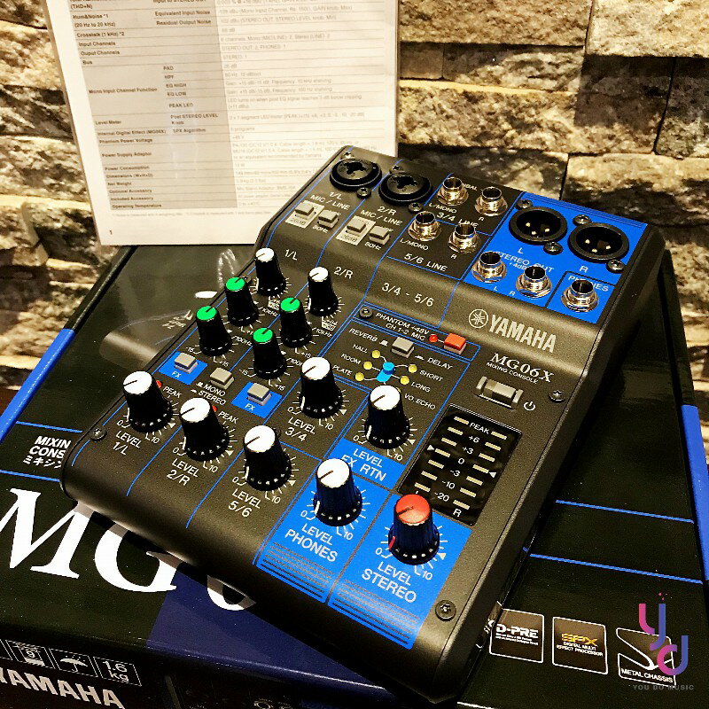 免運費公司貨保固一年Yamaha MG06X 混音器錄音介面混音台Mixer 控台