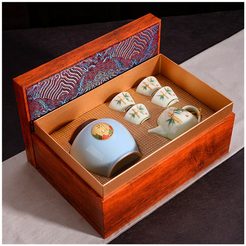 陶瓷茶壺茶杯茶葉罐套裝簡易功夫茶具青瓷密封罐古典中式節日禮品