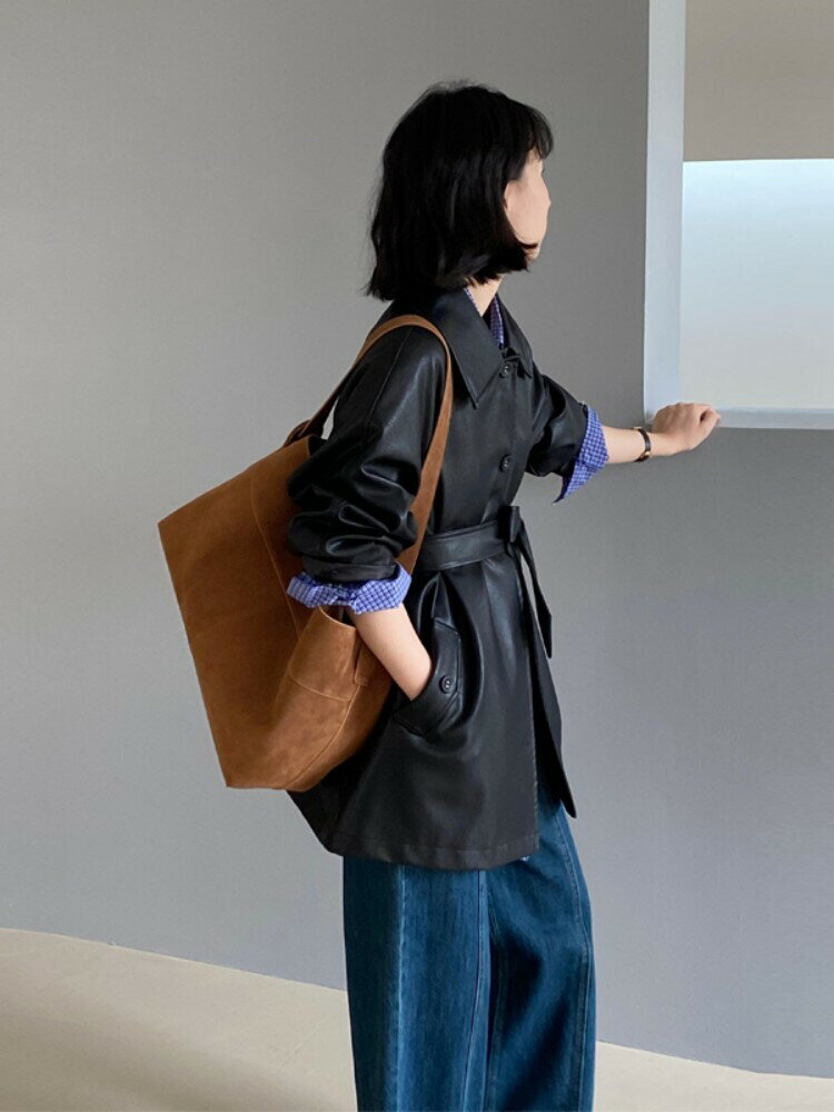 黑色皮衣外套女2024深秋冬新款高階感夾克今年流行短款小個子美式【淘夢屋】