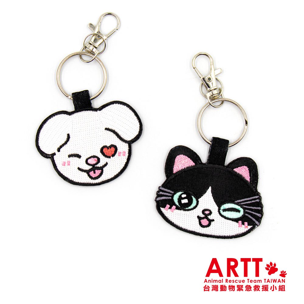 ARTT Emma&小牛 雙面刺繡布質鑰匙圈 限量大頭款 ARTT台灣動物緊急救援小組官方授權商店 TR台灣鐵道