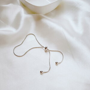 ins風潮酷 純銀色 手鏈 女 韓國 抽繩蛇骨抽拉式 可調節冷淡風 小眾設計