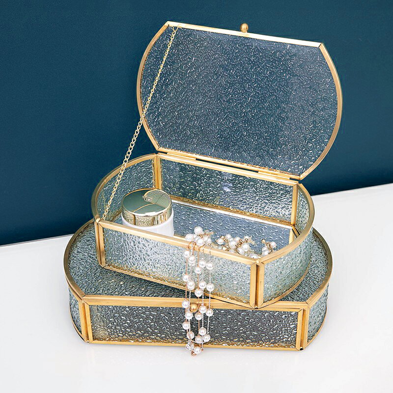 消磁盒 消磁碗 水晶收納盒 簡約歐式復古透明玻璃首飾收納盒桌面公主珠寶伴手禮展示盒消磁盒『TS1406』