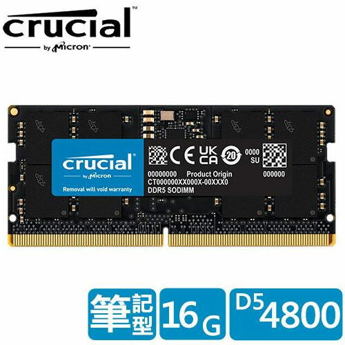 【現折$50 最高回饋3000點】Micron Crucial NB-DDR5 4800/ 16G 筆記型RAM 內建PMIC電源管理晶片
