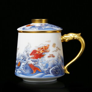 陶瓷杯子帶蓋帶茶濾辦公室喝茶杯男國潮文化創意馬克杯個人杯禮品
