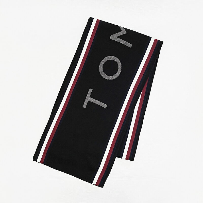 美國百分百【全新真品】Tommy Hilfiger 圍巾 純棉 針織 TH 保暖配件 大logo 黑色 DB65
