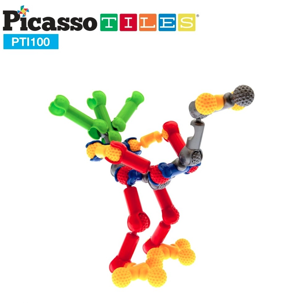 美國畢卡索Picasso Tiles PTI100畢卡索竹節積木100入 卡榫玩具 1