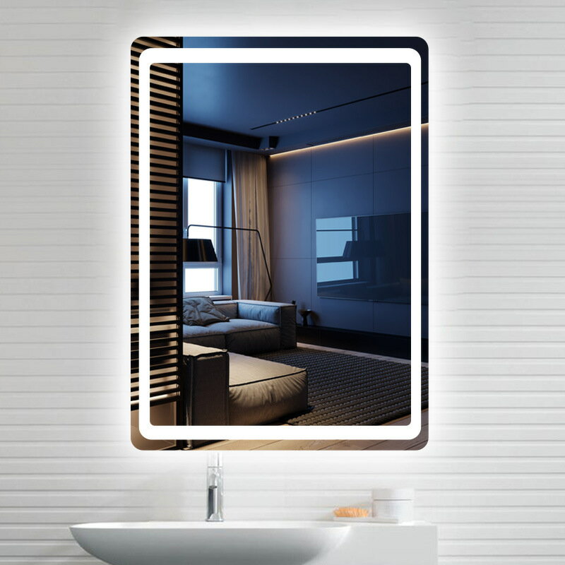 衛生間浴室鏡子掛墻洗手間led帶燈防霧智能鏡子觸摸屏廁所發光鏡