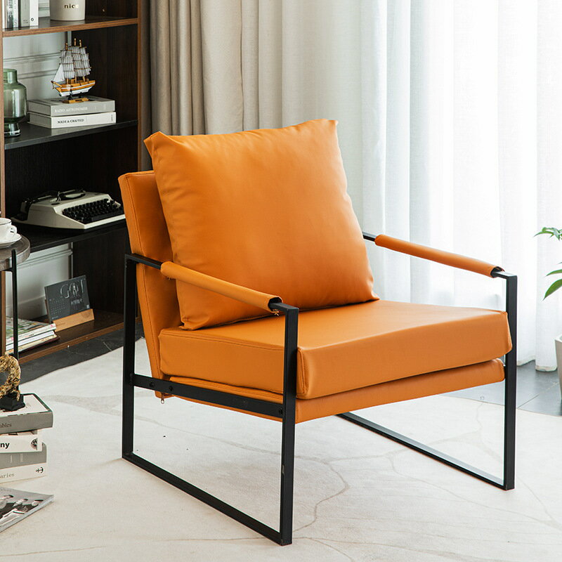 沙發 懶人沙發 北歐單人沙發椅現代簡約客廳輕奢橙色設計師網紅單椅極簡休閑椅子