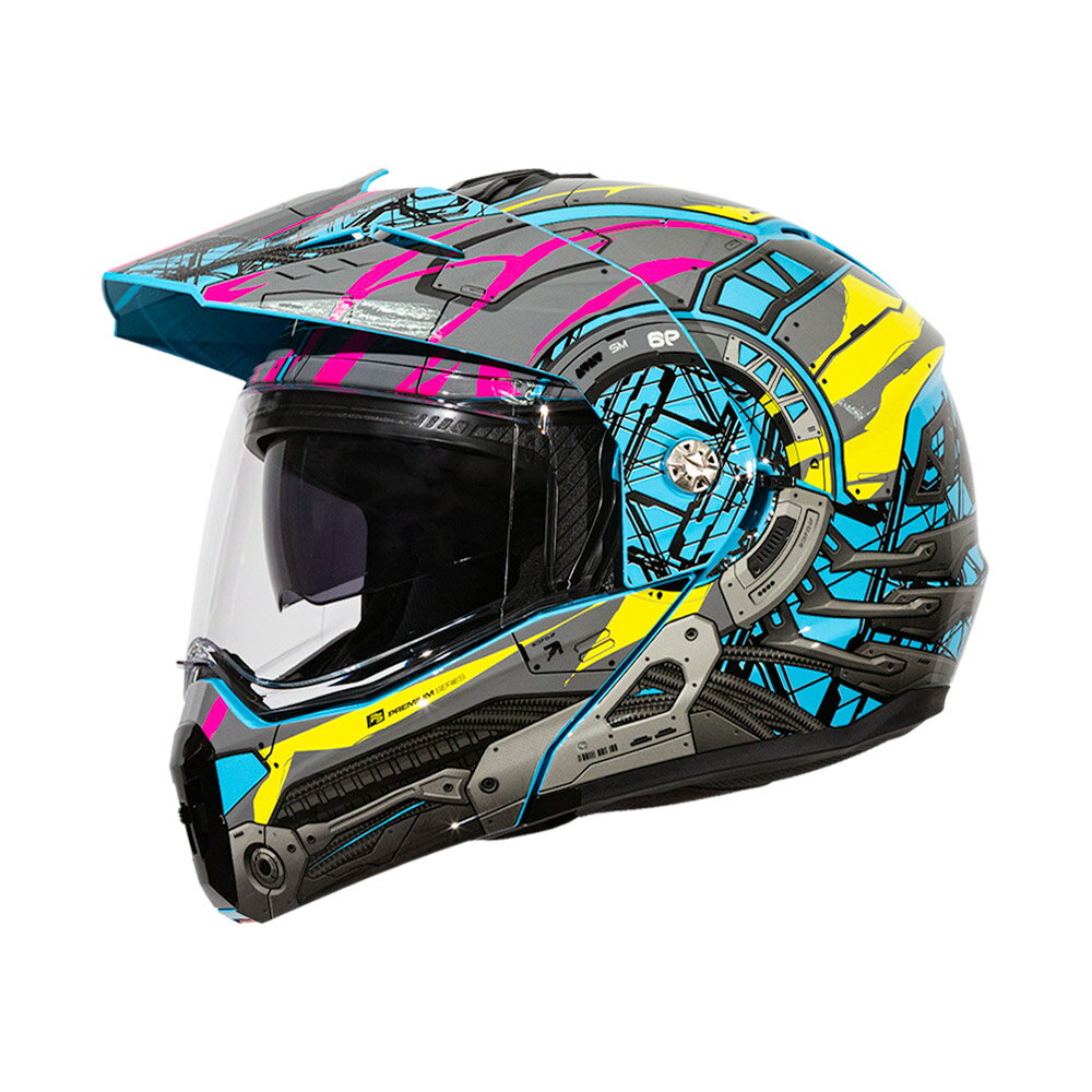 【SOL Helmets】SM-6P複合可掀式安全帽 (賽博格_藍/黃粉) ｜ SOL安全帽官方商城