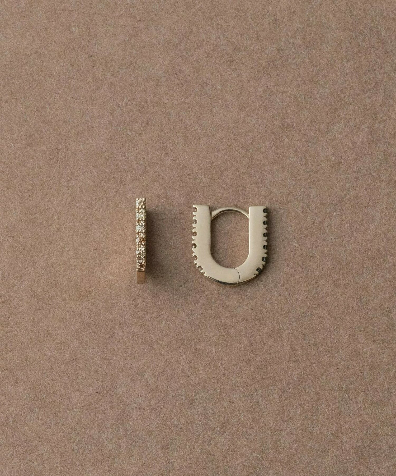 [bijoux] ete  K18RBG 雙色雙面鑽石U型耳環  | 耳環  送禮 情人節 [Rakuten Fashion]