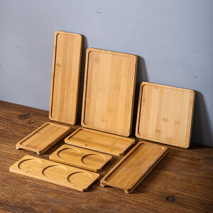 日式木質製調味罐餐具托盤家用創意竹木茶盤長方形蛋糕實木頭盤子