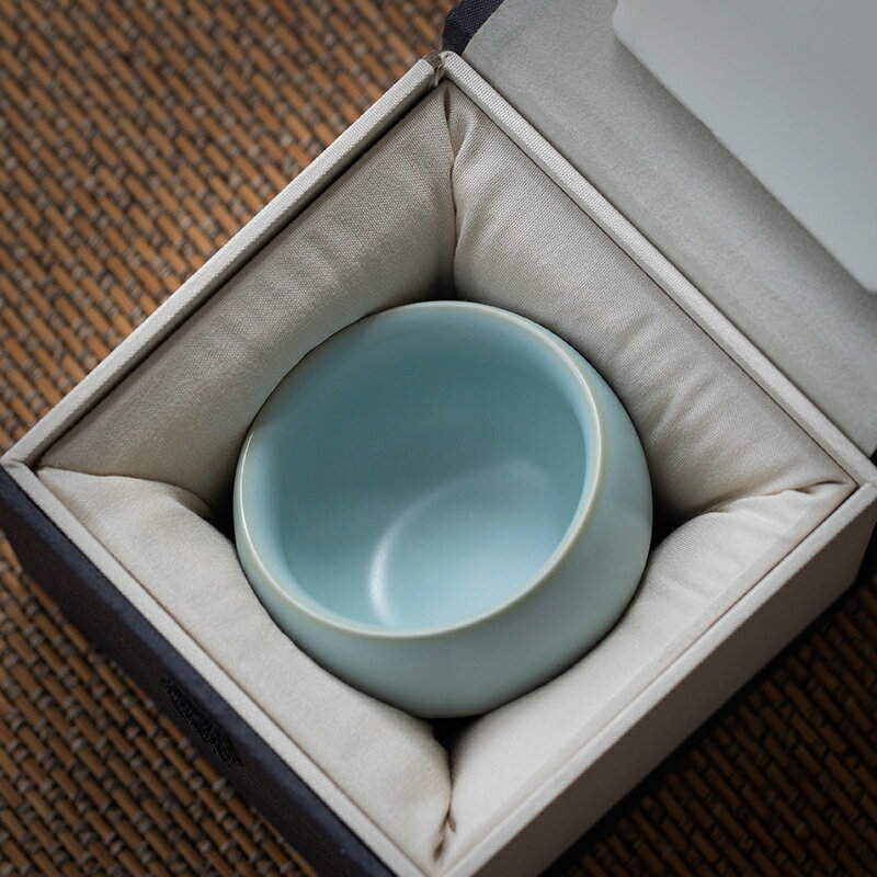 仿宋手作 汝窯主人杯天青色汝瓷功夫茶陶瓷單杯茶杯茶盞開片可養