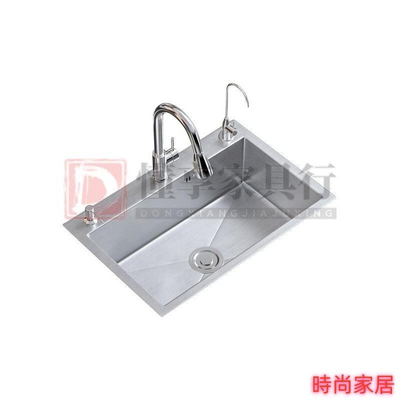 免運 公司貨 304不銹鋼水槽3加厚拉絲手工單槽抗汙耐用家用廚房洗菜盆洗碗池 不鏽鋼水槽 洗碗槽 洗菜池/傢俱特惠/開立發票S1005