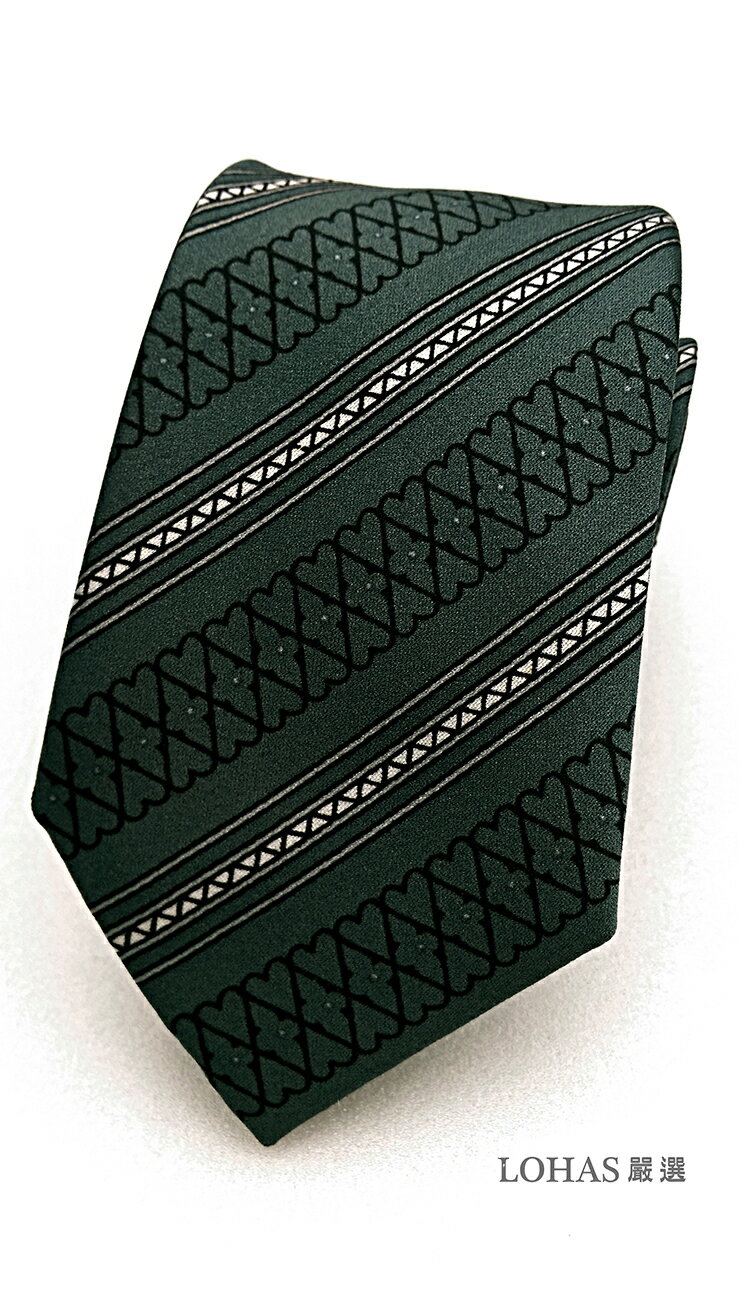 領帶_墨綠愛心網格時尚手打領帶