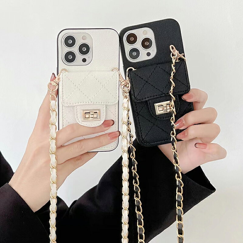 蘋果13Promax手機殼斜挎新款iphone13創意個性菱格卡包殼13Pro潮牌帶掛繩可以背的保護套