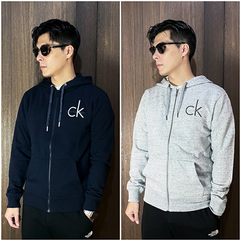 人氣★Calvin Klein 連帽刷毛外套(深藍/灰色) S-XL【美國百分百◆全新真品】