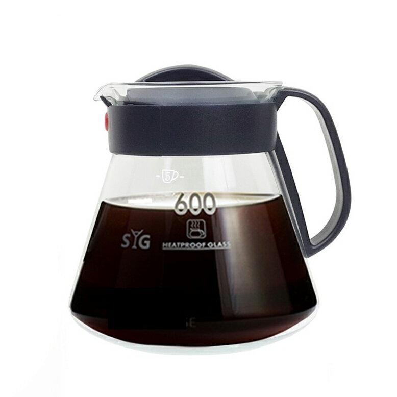 金時代書香咖啡 SYG 台玻耐熱玻璃咖啡壺 600ml 黑色 BH605A-B