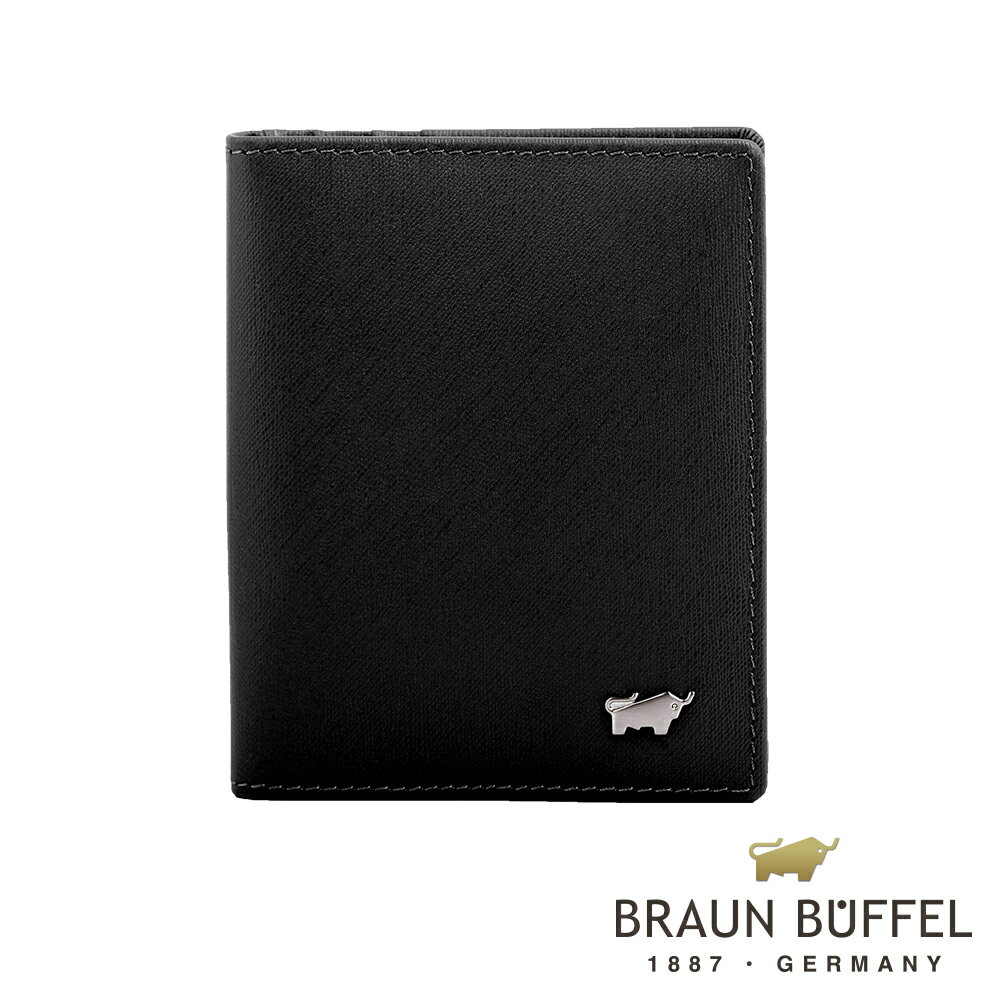 【BRAUN BUFFEL 德國小金牛】臺灣總代理 HOMME-M 名片夾-黯黑/BF306-401-BK
