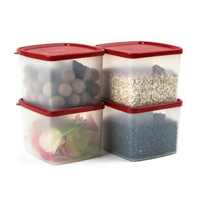 4個特百惠 800ML 方形果菜冷藏保鮮盒 防潮密封零食盒儲藏盒 8