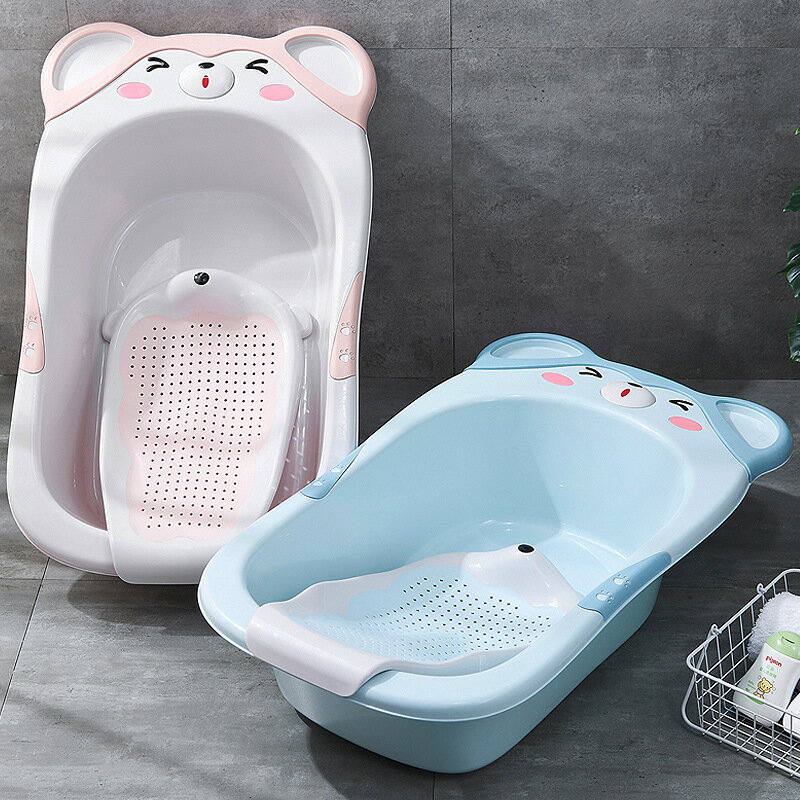嬰兒洗澡盆可坐躺新生兒寶寶浴盆用品家用大號可躺托浴墊神器通用
