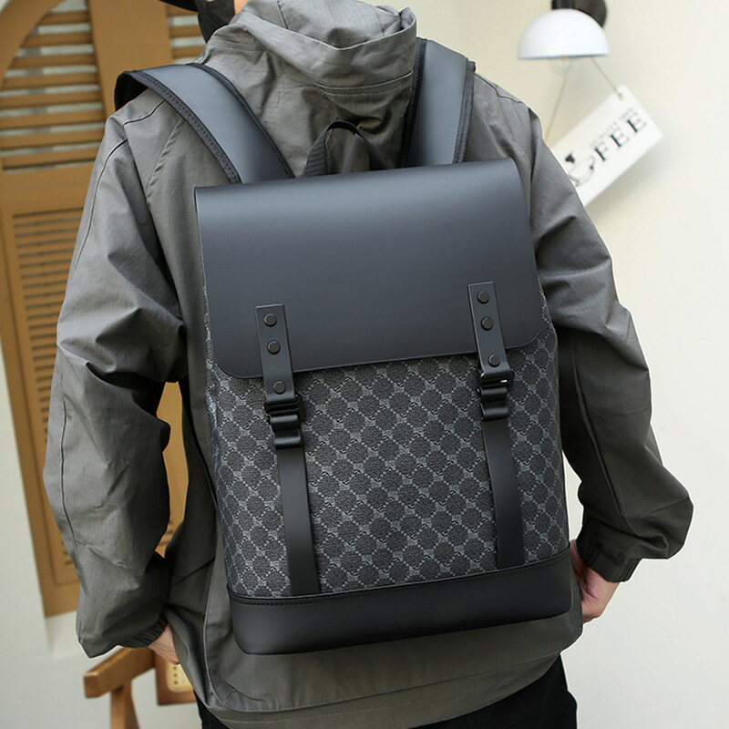 男士雙肩包高級感書包時尚潮流旅行背包大容量商務出差通勤電腦包