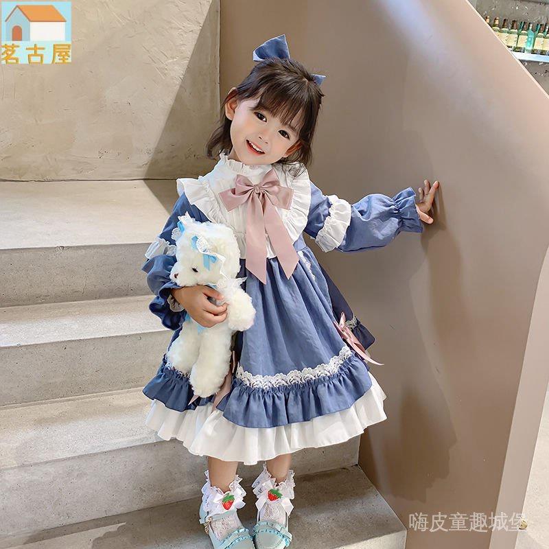 女童公主裙冬季加絨洛麗塔裙子新款兒童洋氣lolita小女孩連衣裙冬