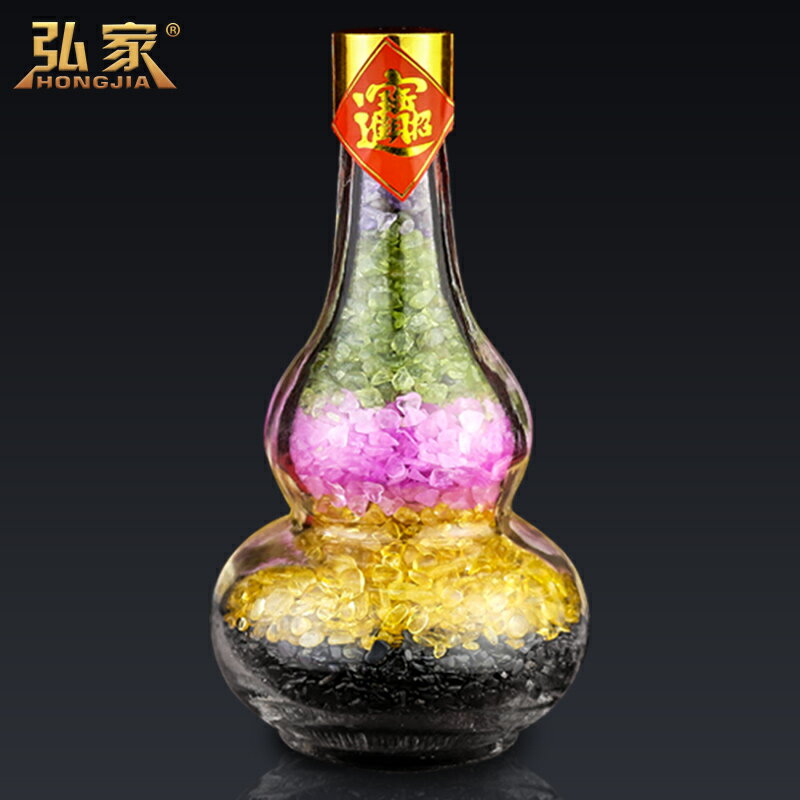 葫蘆擺件五色水晶碎石消磁石天然五行玉石平安瓶招財家居裝飾擺設