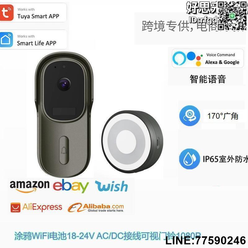 【快樂購】塗鴉無線低功耗wifi 智慧可視對講高畫質12-24v ac/dc 接線